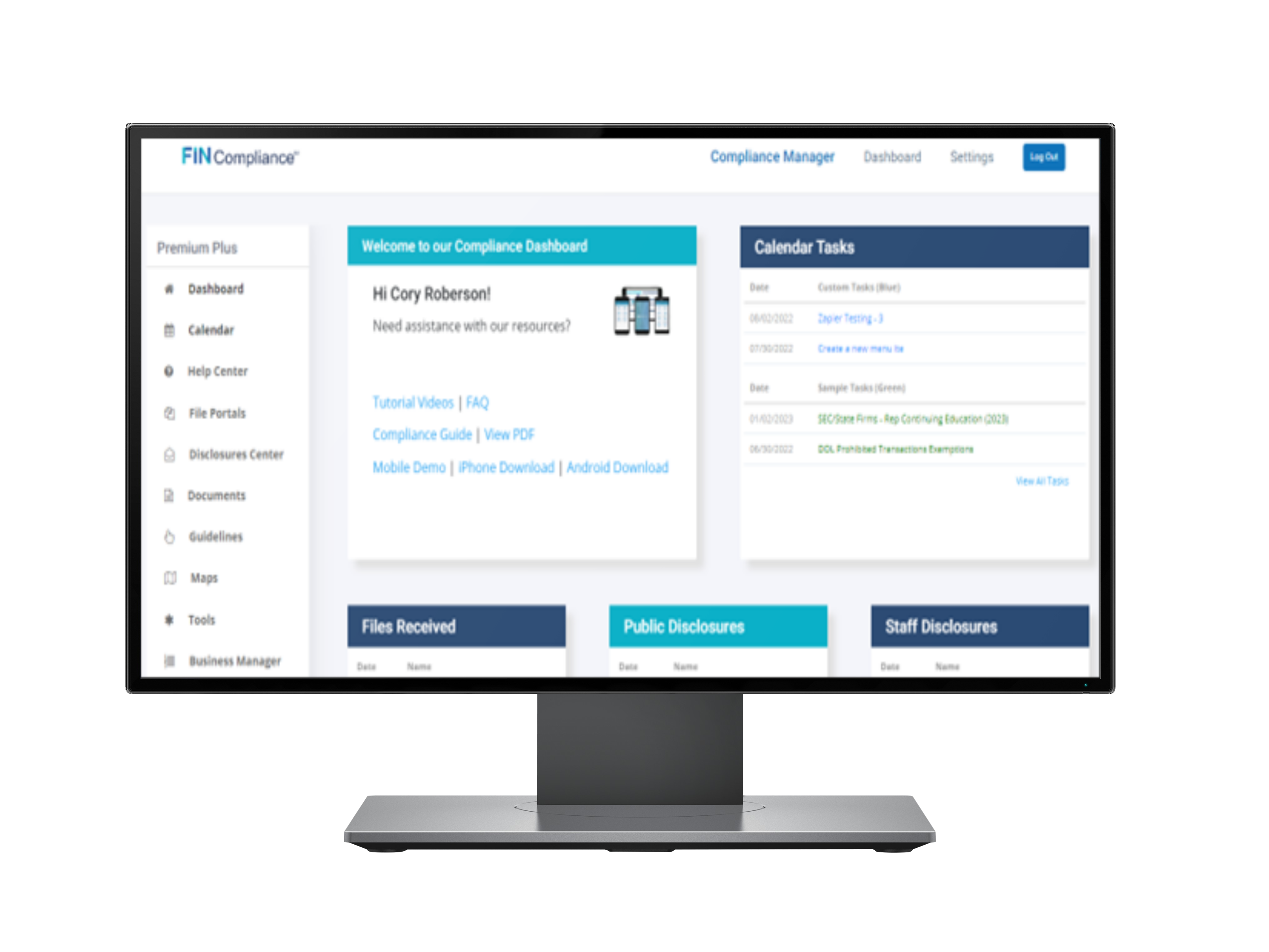 Compliance calendar screenshot